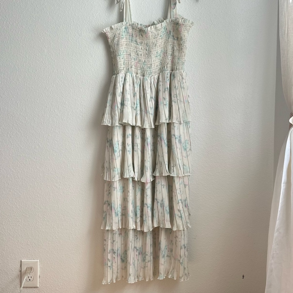 GANNI Georgette Tiered Dress - Tofu - Picture 7 of 10